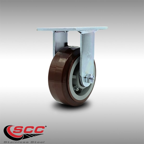 5 Inch Stainless Steel Polyurethane Wheel Rigid Caster with Roller Bearing SCC